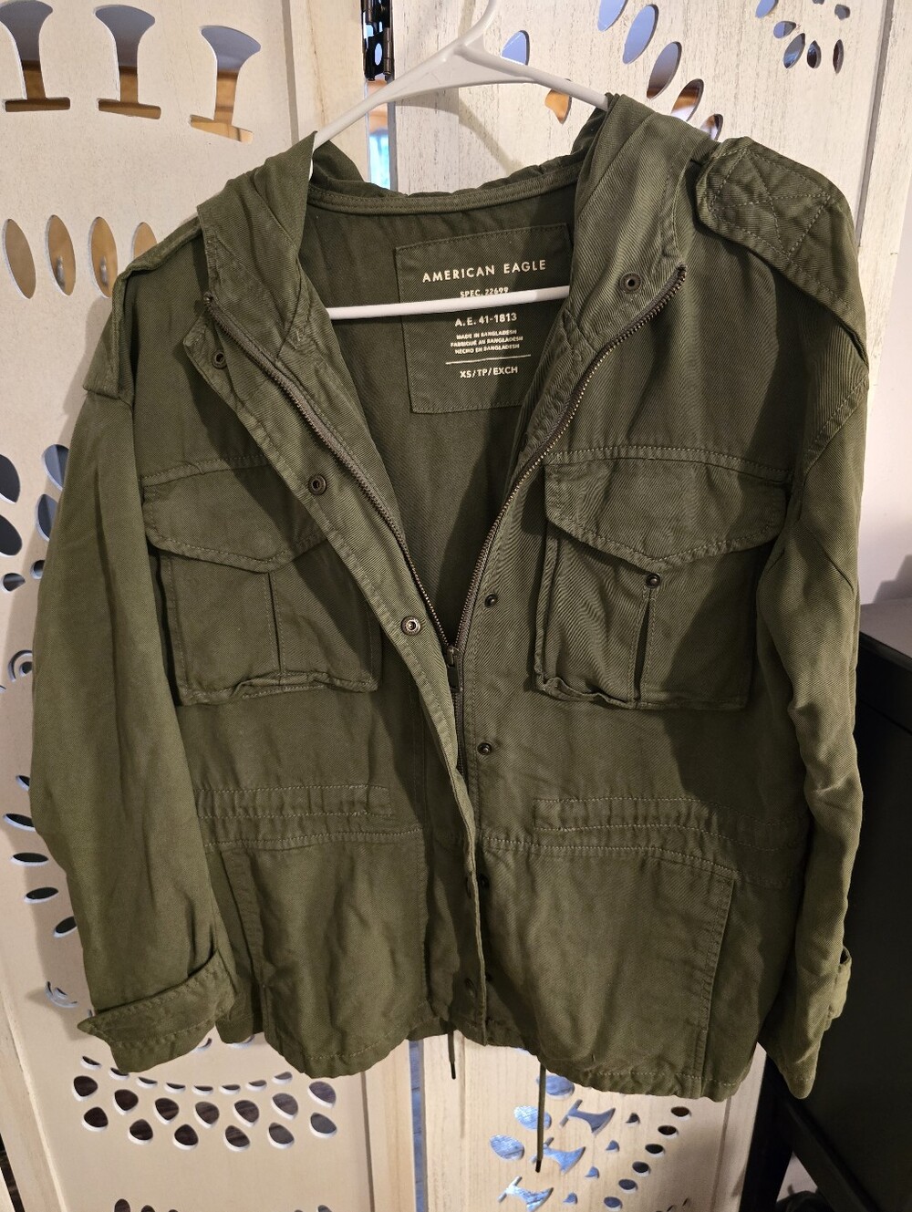 American Eagle Hooded Cargo Utility Jacket